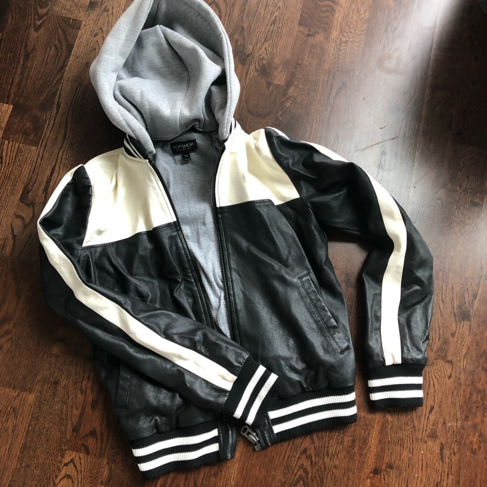 Faux leather cream and black jacket